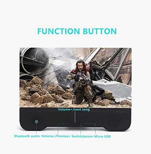 [Australia - AusPower] - CHANGAIDA 12 Inch Phone Screen Maginifier with Bluetooth Speaker Foldable Phone Holder Suit for All Smartphones 