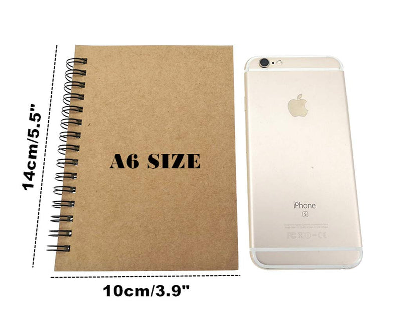 [Australia - AusPower] - ALIMITOPIA Spiral Notebook Joural,Wirebound Sketch Book NotePad Diary Memo Planner,A6 Size & 60 sheets(4pcs,Gridding Pages) Kraft Cover Gridding Pages 