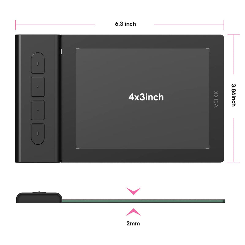 [Australia - AusPower] - VEIKK Drawing Tablet OSU Tablet, Computer Graphics Tablets Art Tablet Portable VK430 4x3 inch, with 4 Shortcut Keys 8192 Levels Battery-Free Stylus Pen, Compatible with Mac/Window/Android Phone/Chrome 