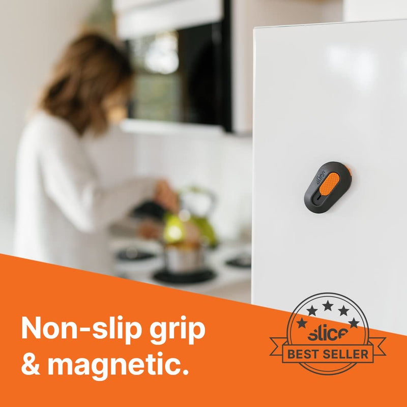 [Australia - AusPower] - Slice 10515 Mini Box Cutter, Ceramic Blade Locks Into Position, Right or Left Handed Mini Cutter, Keychain Box Opener, Magnetic, Finger Friendly and Safe Package Opener, Blade Stays In Position 1 Pack Blade Locks in 