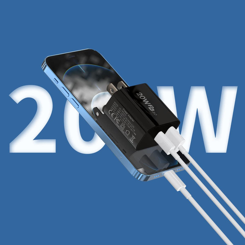 [Australia - AusPower] - iPhone Charger Fast Charging,20W USB C Wall Charger Dual Port Charge Block Compatible with iPhone 13/13 Pro max/12/12 Pro max/11/11Pro Max/X Black 