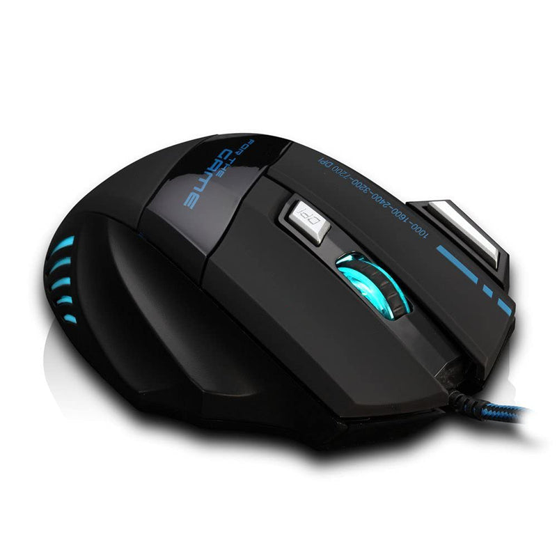 [Australia - AusPower] - AFUNTA Zelotes Ergonomic 7200 DPI LED Optical Wired Gaming Mouse Mice 7 Buttons Compatible Mac Pro Gamer PC Laptop Desktop Notebook-Black Black(T80) 