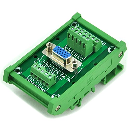 [Australia - AusPower] - Electronics-Salon D-SUB DB15HD Female DIN Rail Mount Interface Module, Breakout Board. 