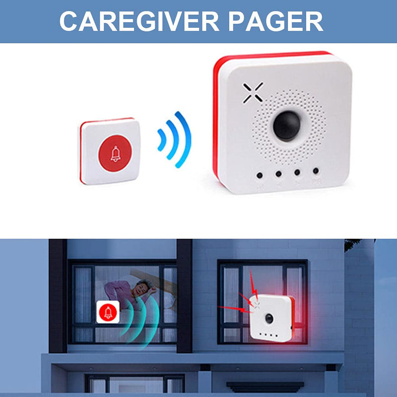 [Australia - AusPower] - GEZICHTA Caregiver Pager,Wireless Doorbell Help Call Button Nurse Alert System Home Office Safet-y Alarm Emergency Caregiver Pager types: b 