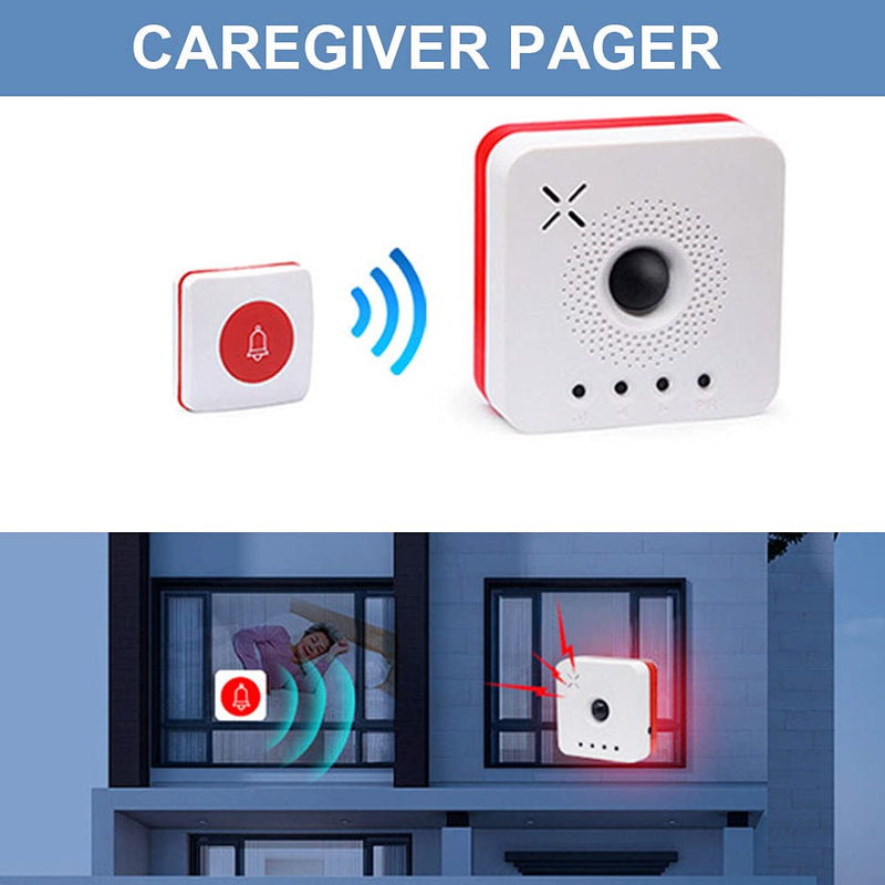 [Australia - AusPower] - EKDJKK Wireless Caregiver Pager Call Button Nurse Alert System Call Bell Help Button for Home/Elderly/Patient/Disabled Attention Pager B 