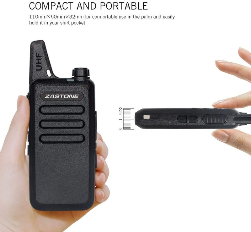 [Australia - AusPower] - Zastone X6 Rechargeable Long Range Two-Way Radios with Earpiece 2 Pack 3W 16-Channel UHF Walkie Talkies 2Pack Black01 