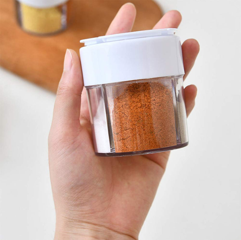 [Australia - AusPower] - AKOAK 1 Pack Multifunctional Four Room Seasoning Bottle Plastic Transparent Storage Box Household Kitchen Seasoning Small Powder Jar 