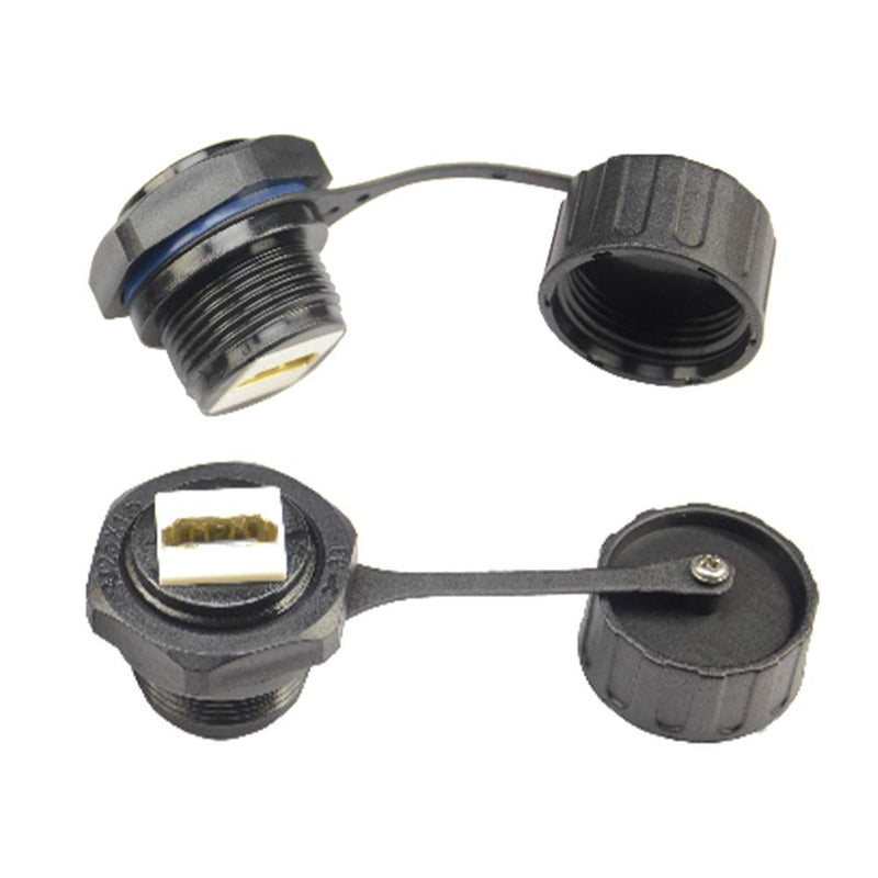 [Australia - AusPower] - ANMBEST 2PCS HDMI Waterproof Connector, M25 Panel Mounting Female to Female HDMI Bulkhead Coupler with Waterproof Dust Cap 