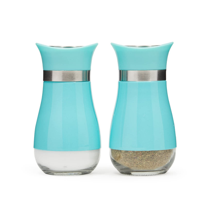 [Australia - AusPower] - Teal Salt and Pepper Shakers with Glass Bottom, Stainless Steel Refillable (2 Piece Set) Teal 