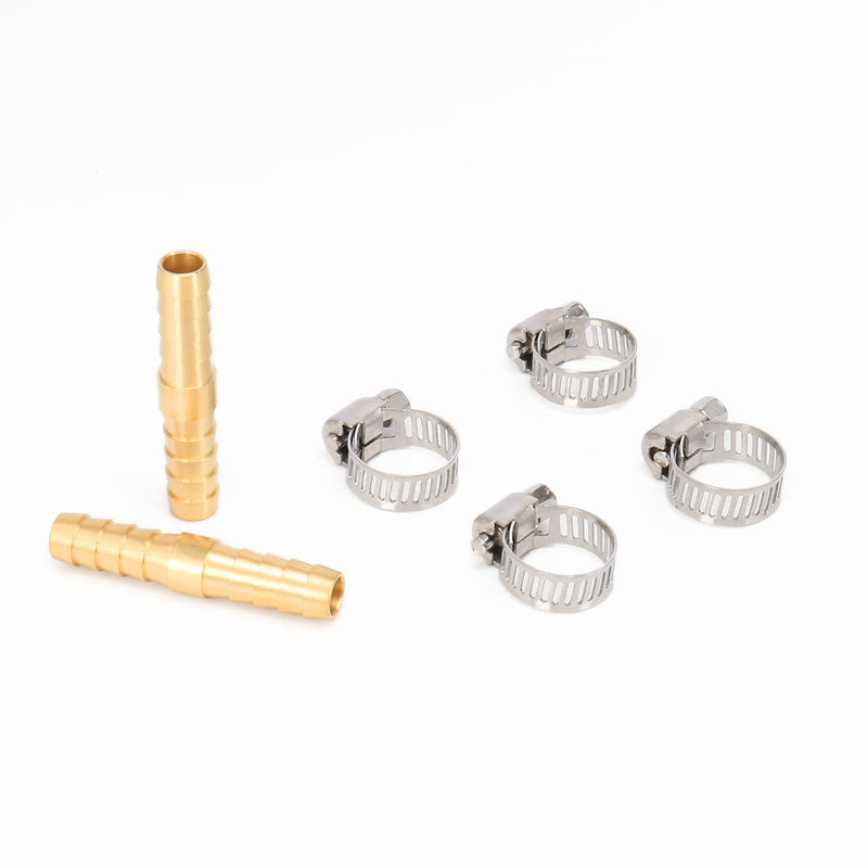 [Australia - AusPower] - BathAce Brass Hose Barb Fitting Splicer Mender, Quick Connect Threaded Pipe Adapter Heavy Duty M Type Fitting Union Air Gas Water Fuel, 2 Pack (5/16 Barb x 5/16 Barb) 5/16 Barb x 5/16 Barb 