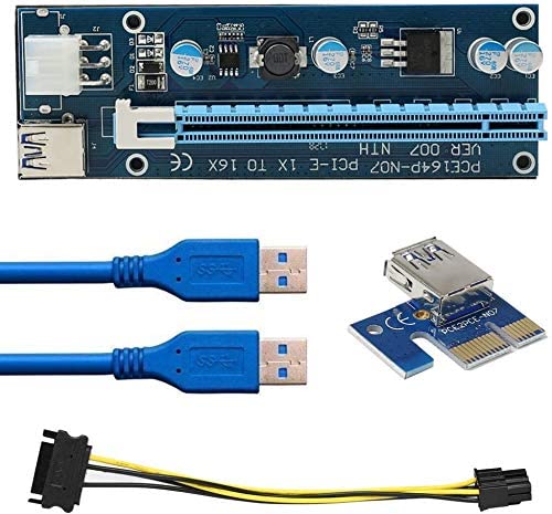 [Australia - AusPower] - Bitcoin Merch PCI-E PCIE GPU Riser Express 1X to 16X (Powered by 6pin to SATA Cable) Graphics Card Extension Ethereum ETH Mining Adapter Riser Card (1) 1 
