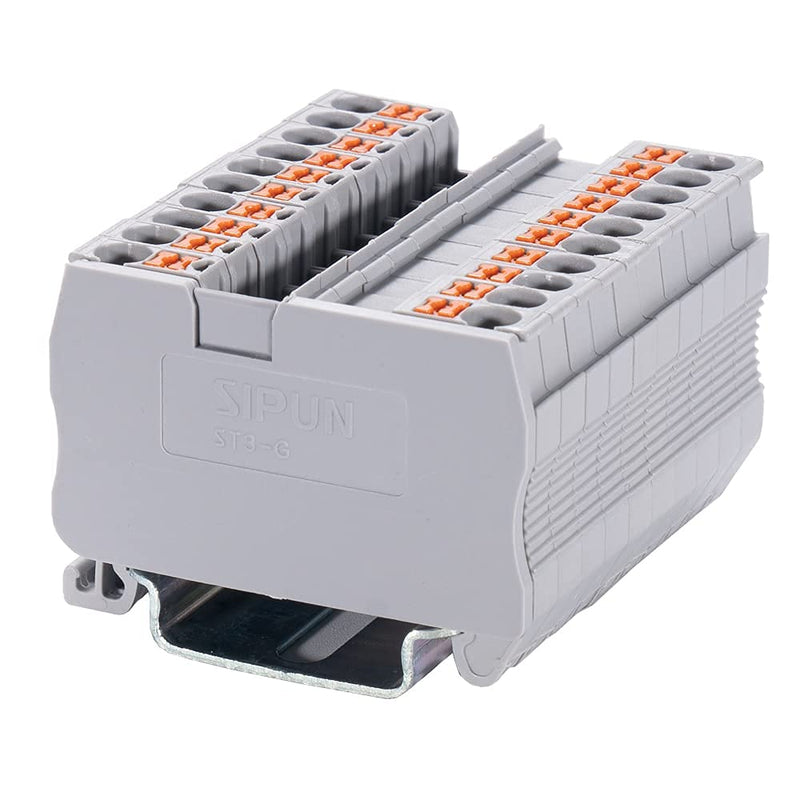 [Australia - AusPower] - SIPUN ST2-2.5 Din Rail Terminal Block Spring Push in PT Type 2.5mm Screwless Wire Terminal 50 Pcs with Cover End Stop Jumper 