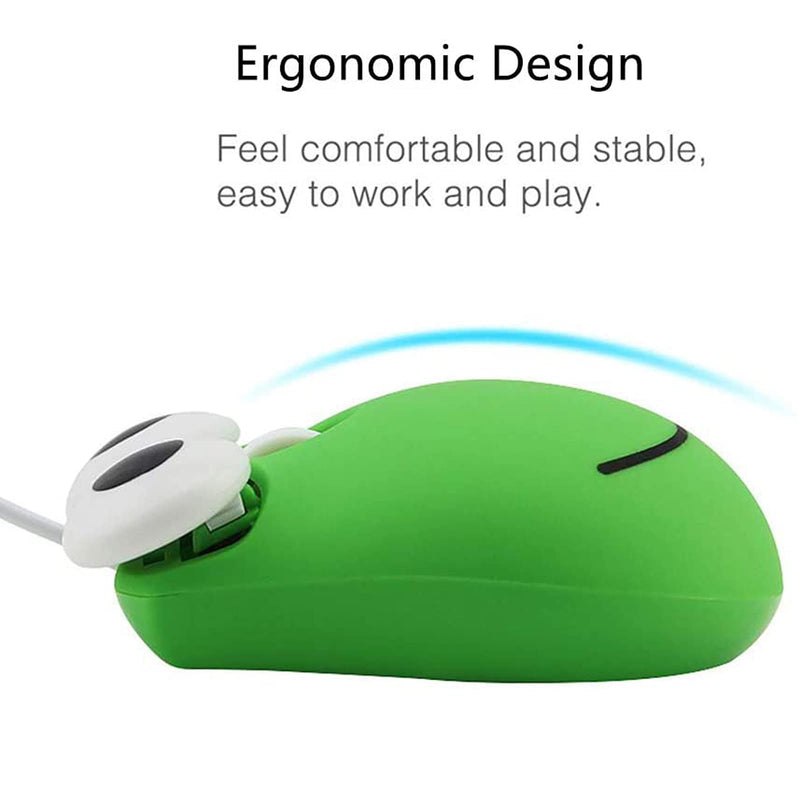 [Australia - AusPower] - Cute Wired Frog Mouse for Kids,Wired Frog Laptop Mouse, Computer Mouse Wired for Kid and Adult Mini Cute Lovely Animal Frog Mouse for Laptop, Desktop Computer (Green) 
