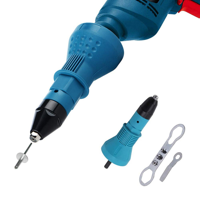 [Australia - AusPower] - Cordless Rivet Gun, YWKOW Electric Drill Tool Kit Riveter Adapter Insert Nut Hand Power Tool Accessories (Blue) Blue,8mm 