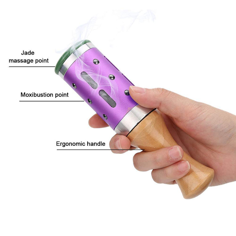 [Australia - AusPower] - Moxibustion Massager, Multi-Functional Moxa Stick Warm Moxibustion Rods With Insulation Cover For Women Men Body Face Eye Moxa Massage Stick(Purple) 