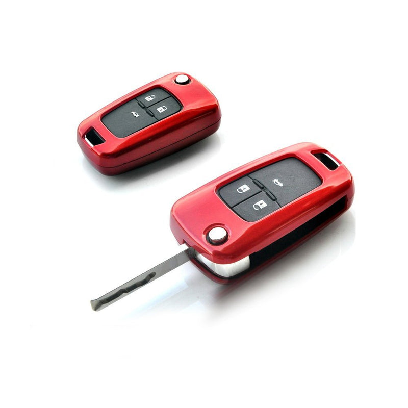 [Australia - AusPower] - iJDMTOY Exact Fit Glossy Red Smart Key Fob Shell Cover Compatible With Chevrolet GMC 3 4 or 5 Buttons Folding Key Fob (Camaro Cruze Malibu SS Spark Volt, etc) 