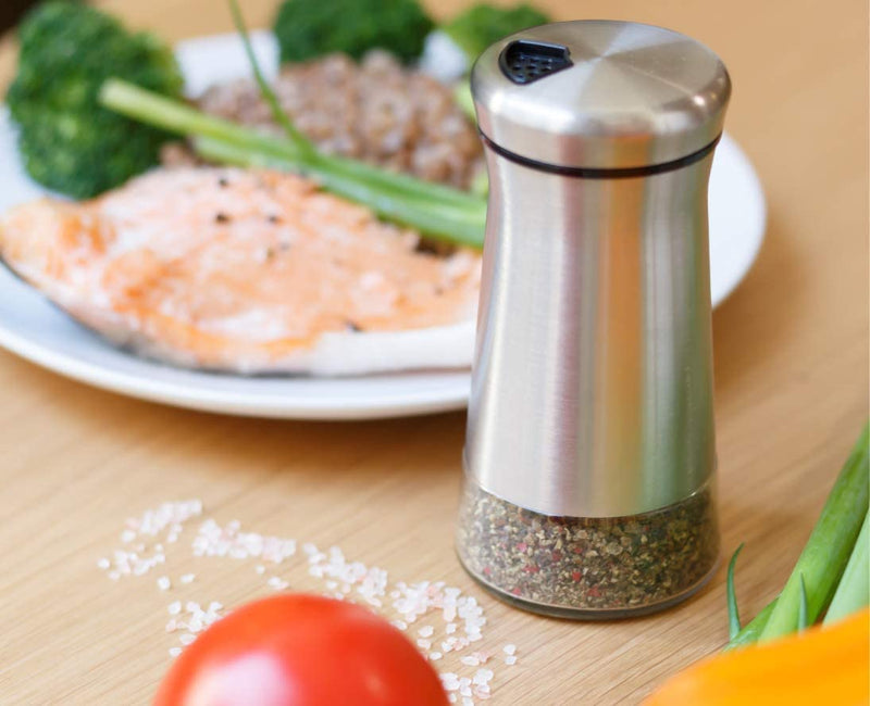 [Australia - AusPower] - Pepper Shaker or Salt Shaker with Adjustable Pour Holes - Elegant Stainless Steel Spice Dispenser - Perfect for Himalayan, Table Salt, White and Black Pepper (Pepper Shaker) Pepper Shaker 