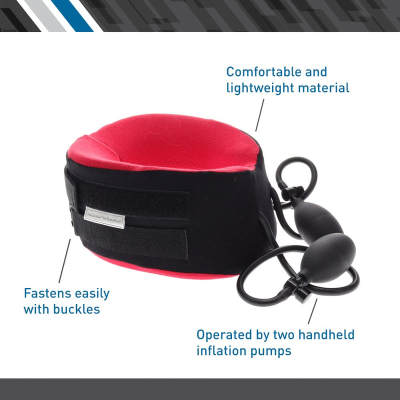 [Australia - AusPower] - Body Sport TracCollar - Inflatable Neck Traction Device - Cervical Collar for Neck Pain Relief - 2 Hand Pumps for Customizable Treatment - Release Pressure for Neck Pain Relief - Small/Medium Small/Medium (Pack of 1) 