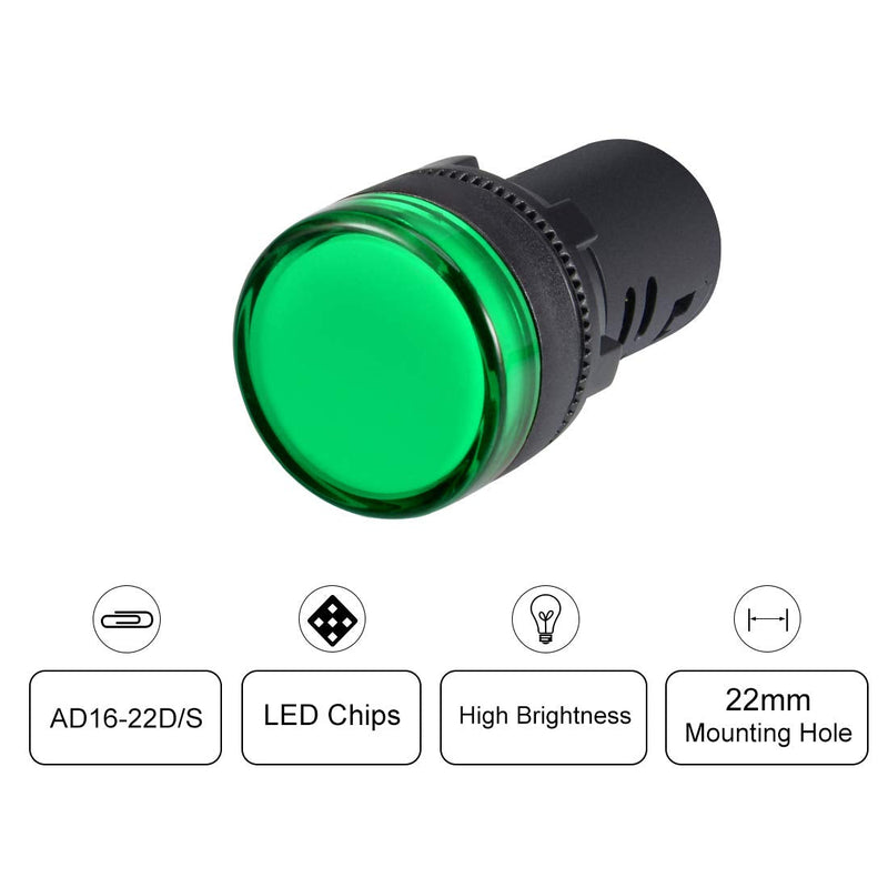 [Australia - AusPower] - uxcell 10Pcs Green Indicator Light AC/DC 24V, 22mm Panel Mount, for Electrical Control Panel, HVAC, DIY Projects 