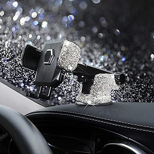 [Australia - AusPower] - Bling Car Phone Mount Holder,Shiny Crystal Rhinestone Phone Stand for Women and Girls, Car Accessories for Windshield Dashboard,Compatible with iPhone and Most Cellphones 