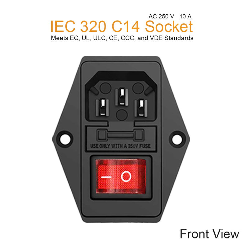 [Australia - AusPower] - Module Plug,10A Fuse Switch Male Power Socket,Adapter Power Connector,3 Pins Inlet Power Socket,Black,Red Button,AC 250V 10A IEC 320 C14 3 Pieces 