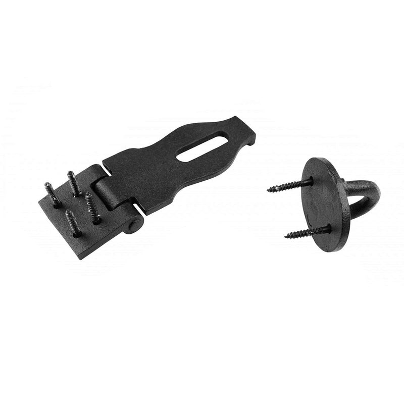 [Australia - AusPower] - Decorative Black Wrought Iron Hasp Lock 4" X 1.75" Heavy Duty Rust Resistant Hasp Latches Safety Padlock Clasps for Cabinets, Chests Or Doors with Screws | Renovators Supply Manufacturing 