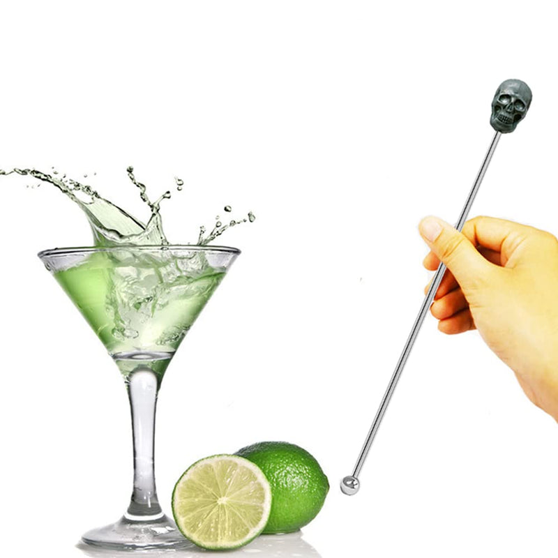 [Australia - AusPower] - Skull Stirring Stick Swizzle Sticks,6 Pcs Drink Stirrers for Party Restaurant Bar Cafe Stir Tea Wine Ice Coffee Vivicap 