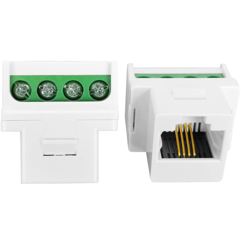 [Australia - AusPower] - NECABLES 5Pack RJ11 Screw Jack CAT3 Telephone Keystone Jack with Screw Terminal on Breakout Board 4 Screws to RJ11 6P4C Female White White 5pcs 