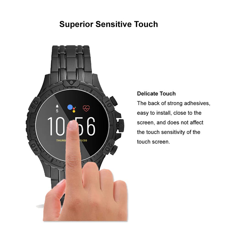 [Australia - AusPower] - (4 Pack) For Fossil Gen 5 Smartwatch Garrett HR Tempered Glass Screen Protector, HD Clear, Anti Scratch, Bubble Free, 9H Hardness, Case Friendly. 