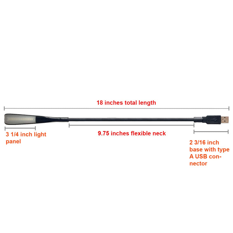 [Australia - AusPower] - USB Reading Lamp with 14 LEDs Dimmable Touch Switch and Flexible Gooseneck for Notebook Laptop, Desktop, PC and MAC Computer + On/Off Setting (14 LED, Black) 14 LED 