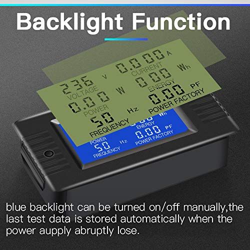 [Australia - AusPower] - AC Current Voltage Amperage Power Energy Panel Meter LCD Digital Display Ammeter Voltmeter Multimeter with Split Core Current Transformer CT AC 80-260V 100A Multi-Function Power Monitor AC 100A Meter(Split Core Transformer) 