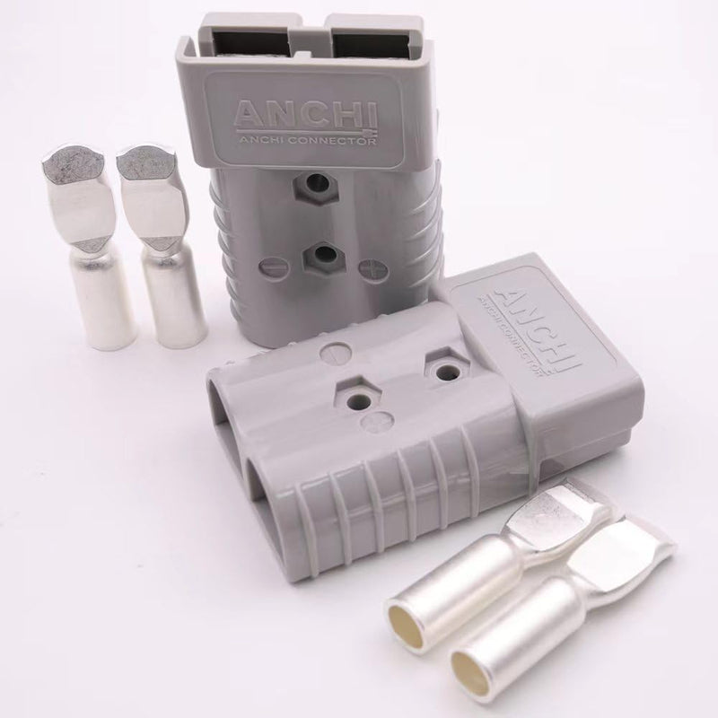 [Australia - AusPower] - 350A Forklift Battery Connector 2/0 AWG Gray 350A 600V Plug, Jumper Cable Plug Connect/Disconnect for Recovery Winch, Towing Systems (2PCS 350A Gray) 2PCS 350A gray 