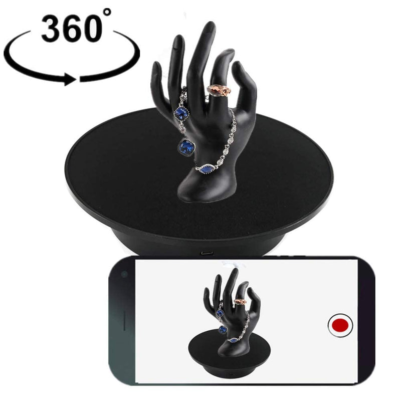 [Australia - AusPower] - Motorized Rotating Display Stand Automatic Revolving Platform Ideal for 360 Degree Images, Product Display, Cake Display Photography Turntable for Product (Black) Black 