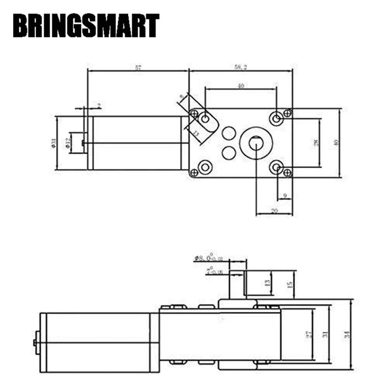 [Australia - AusPower] - Bringsmart 12V 12rpm DC Worm Gear Motor 70kg.cm High Torque Self-locking Reversed Mini Turbine Geared Motor for DIY Robot Rotating Table Door Lock Curtain Machine (12V 12rpm) 