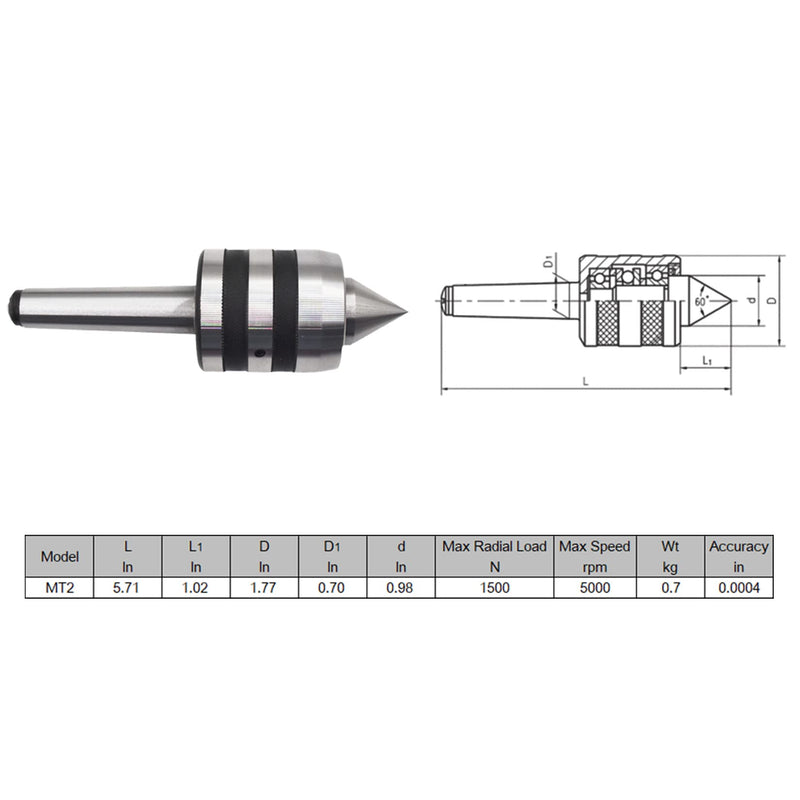 [Australia - AusPower] - WFLNHB Live Center 2MT 60 Degree Lathe Medium Duty Live Tailstock Center for Wood & Metal Lathe CNC Work 