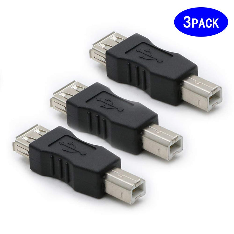 [Australia - AusPower] - 3 Pack USB 2.0 AF/BM Adapter Type A Female to USB B Print Male Adapter Connector Converter Plug 