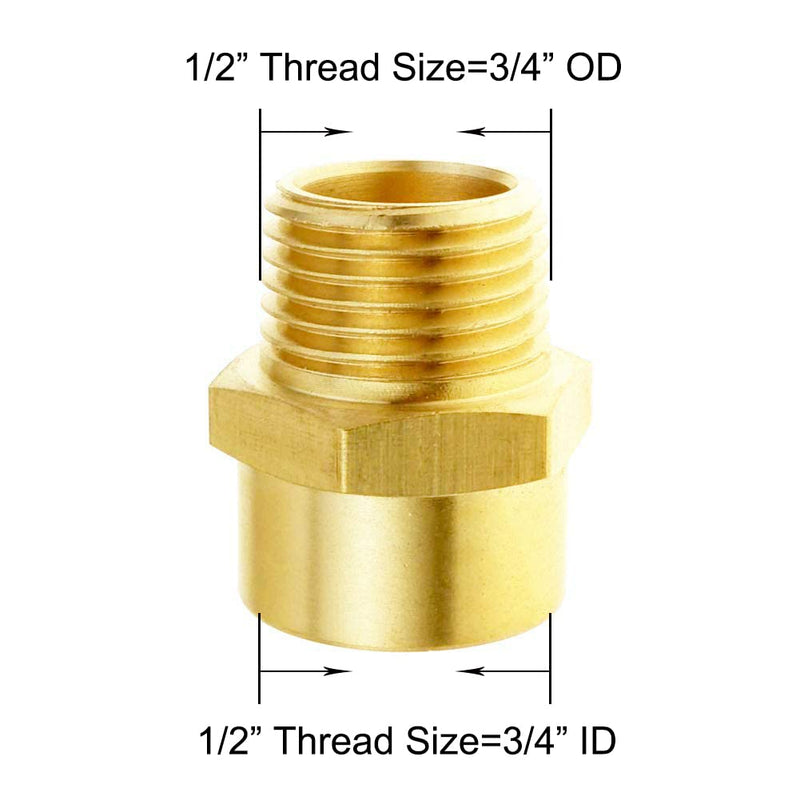 [Australia - AusPower] - Joywayus 1/2" G Thread Female × 1/2" NPT Thread Male Brass Pipe Fitting Adapter 1/2"G Female x 1/2"NPT Male Female x Male 