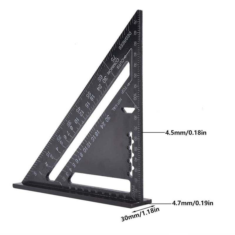 [Australia - AusPower] - 90 Degree Black Triangle Ruler Aluminum Alloy Angle Ruler Inch for Carpenter's Workshop Woodworking 7 Inch Square Layout Tool 