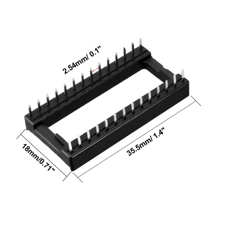 [Australia - AusPower] - uxcell 25pcs DIP IC Chip Socket Adaptor Solder Type 2.54mm Pitch Dual Row 28 Flat Pin 15.24mm Row Pitch 