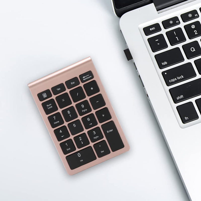 [Australia - AusPower] - ASHATA Numeric Keypad,22 Keys Numeric Keypad USB 2.4G Wireless Mini Ergonomic Keyboard with Receiver,Support for Android, for Windows, for Mac OS Systems.(Rose Gold) Rose Gold 
