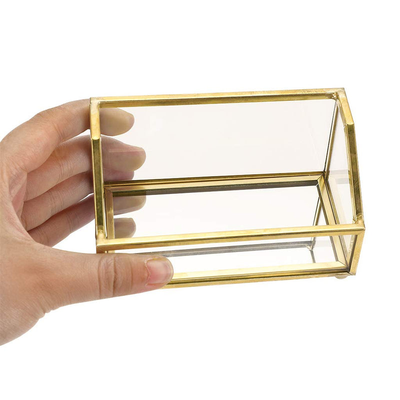 [Australia - AusPower] - Hipiwe Glass Business Card Holder Stand, Gold Metal Frame Name Card Display Organizer, Office Desktop Countertop Business Cards Storage Holder, Fits 80-100 Business Cards 