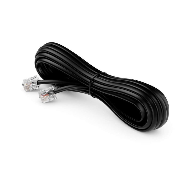 [Australia - AusPower] - deleyCON 10m (32.81 ft.) Telephone Cable RJ11 Modular Cable 6P4C Western Cable RJ11 on RJ11 Connector Flat Cable Telephone Socket Modem Router Fax ISDN DSL VDSL Internet Black 