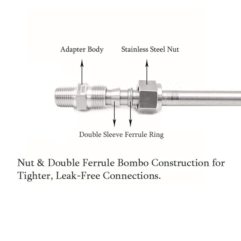 [Australia - AusPower] - Beduan 304 Stainless Steel Compression Fitting Ferrule, 3/8" Tube OD x 1/4 " NPT Male, Straight Adapter Connect with Double Ferrules (Pack of 5) 1/4 NPT x 3/8"OD(5 Pcs) 