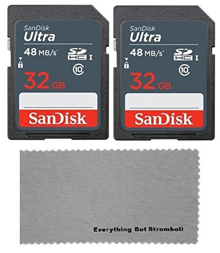 [Australia - AusPower] - SanDisk 32GB Class 10 SDHC Memory Card 2 Pack Works with Bestguarder HD IP66 Infrared Night Vision Game & Trail Hunting Scouting Ghost Camera Bundle with (1) Everything But Stromboli Microfiber Cloth 