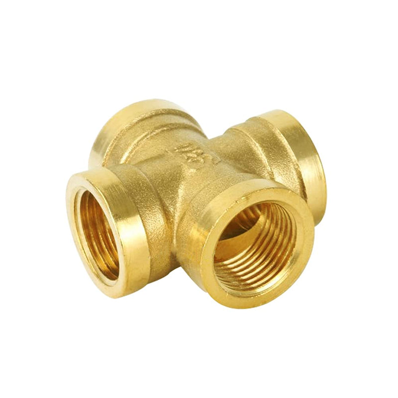 [Australia - AusPower] - Joywayus Brass 1/2" Female 4-Way Pipe Fitting Adapter Tube Coupler Connector Water Gas Oil 