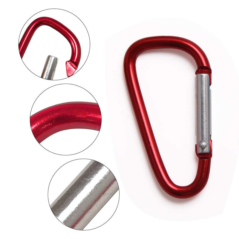 [Australia - AusPower] - UPINS 100Pcs Multicolor Aluminum Locking Carabiner Spring Clips Hook Keychain D Shape Buckle Pack 
