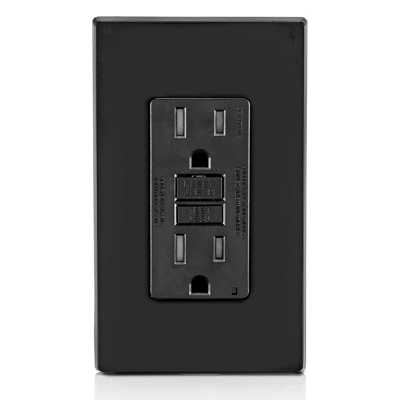 [Australia - AusPower] - Leviton GFTR1-E Self-Test SmartlockPro Slim GFCI Tamper-Resistant Receptacle with LED Indicator, Wallplate Included, 15-Amp, Black 1 Pack 