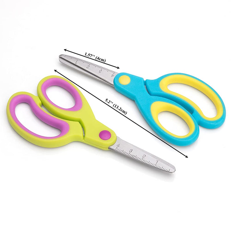 [Australia - AusPower] - Left-handed Kids Scissors by Astrowinter (Pack of 5, Rounded-tip, 5.2-Inch) - Lefty Soft Touch Blunt School Student Scissors Shears AW-004-C 