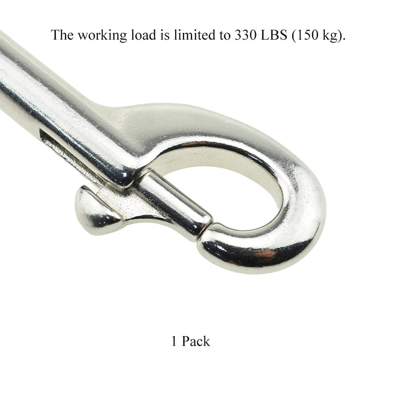 [Australia - AusPower] - Hahiyo Double Ended Bolt Snap Hooks 3.5inch Length Swivel Clasp Buckle Trigger Clip Spin Freely Secure Not Wiggle Loose Easy to Hook for Flagpole Rope Key Chain Dog Collar Silver Stainless Steel 1pcs Double Ended Bolt Snap-Silver-1Pack 1 