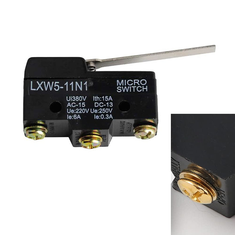 [Australia - AusPower] - Geekstory LXW5-11N1 Micro Limit Switch 1NO+1NC Long Hinge Lever Arm SPDT Snap Action Travel Switch（Pack of 5pcs） 